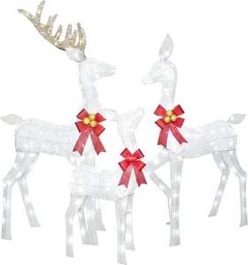 Lighted Christmas Decoration Deer 3 Piece, Light up Christmas Decor Reindeer Fam - Picture 1 of 9