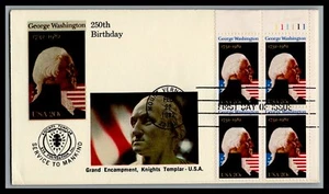 US FDC # 1952 20c George Washington Plate Block J.R.'s  UR 1982, 9M995 - Picture 1 of 1