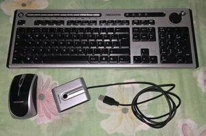 Tastiera Mouse Wireless Pc Medion Computer Keyboard Tastatur Maus German Deutsch - Photo 1/1