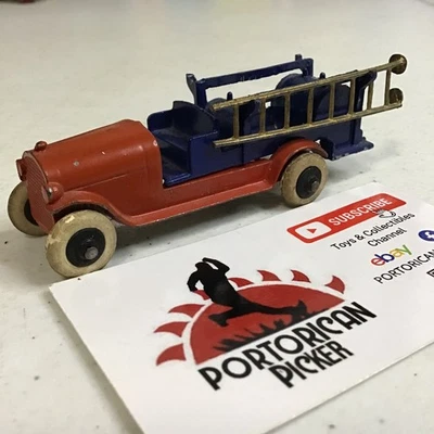"CAMIÓN ESCALERA MOTOR BOMBEROS TOOTSIE TOY PREGUERRA ROJO AZUL AÑOS 20 3"" 1/50 PIEZAS RES EE. UU." Foto 1 de 4