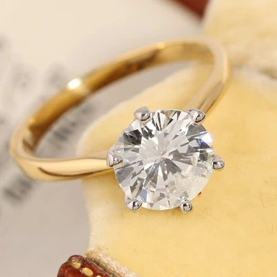 Impresionante anillo de oro amarillo y blanco de 18 quilates con diamantes naturales de 2,05 quilates 3,69 gr Foto 1 de 4