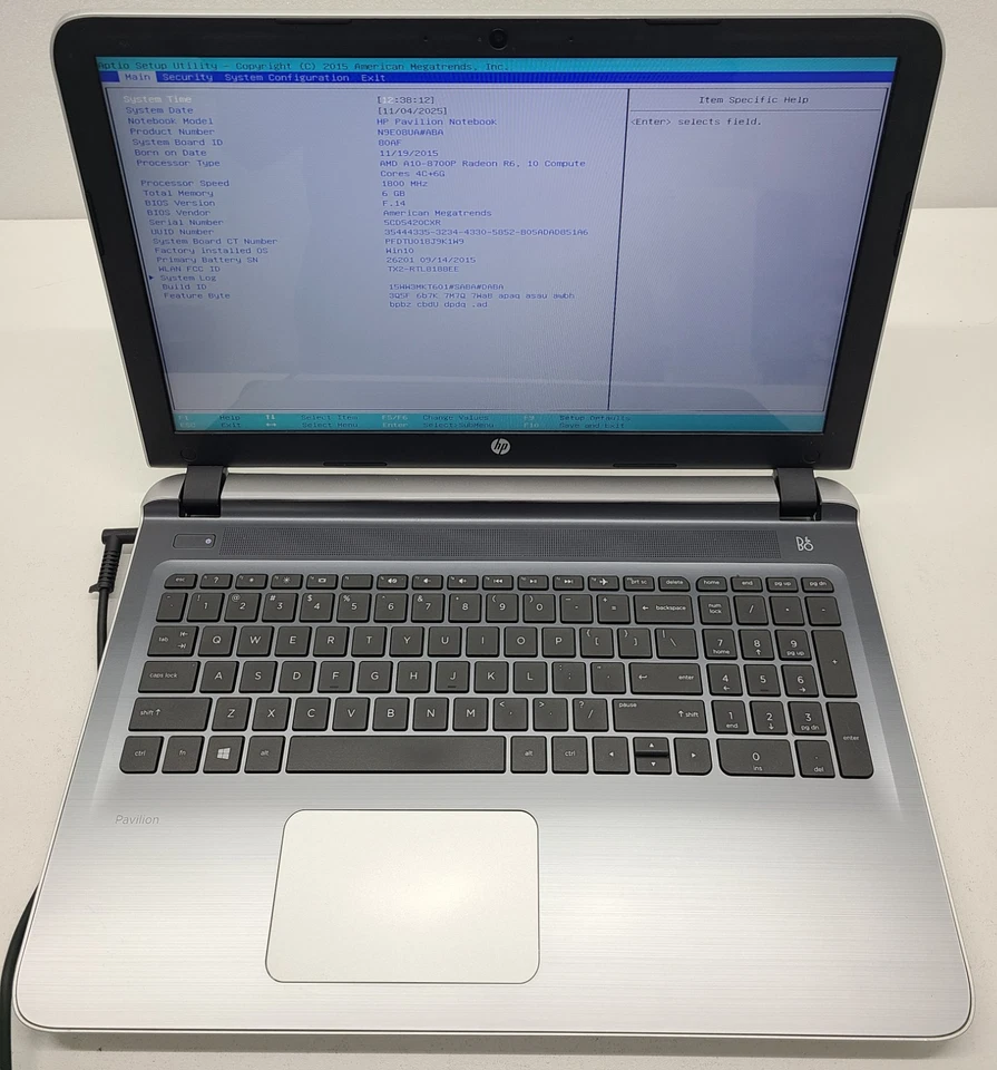 HP Pavilion 15-ab121dx 15.6" Laptop AMD A10-8700P 6GB RAM NO HD/OS (FL) - Image 1 of 4