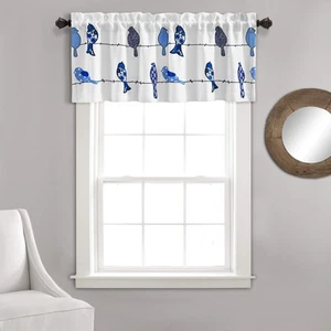 Lush Decor, Navy Rowley Birds Curtain Valance (Single Panel), 18” x 52 L - Bild 1 von 7