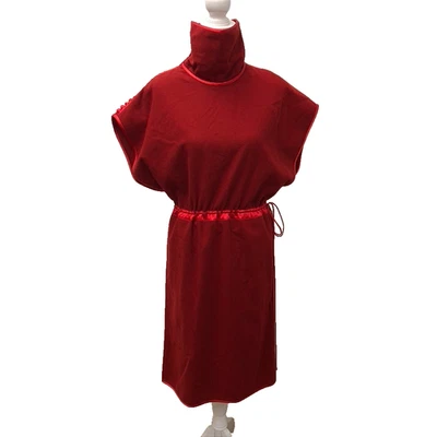 Gucci Dress Womens 38 US 8 Wool Silk Lined Drawstring Waist High Neck Red - Image 1 of 4
