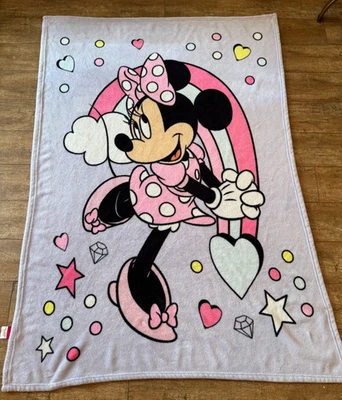 Cobertor roxo Disney Junior Minnie Mouse arco-íris meninas 45x60 coração macio - Imagem 1 de 4