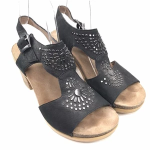 Dansko Damen 9 39 Deandra Schwarz Nieten Leder Damen Sandalen Schuhe Absatz - Bild 1 von 12