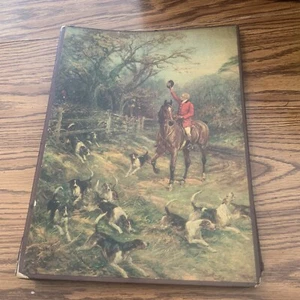 Vtg Fox Hunting Horse Water Color Print Notebook Art Blank Pages Inside Sketch - Picture 1 of 12