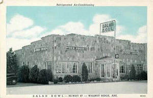 WALNUT RIDGE ARKANSAS ROADSIDE SALAD BOWL RESTAURANT VINTAGE CURTEICH POSTCARD - Picture 1 of 2