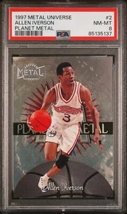 1997 Metal Universe Planet Metal #2 Allen Iverson PSA 8 - Picture 1 of 2
