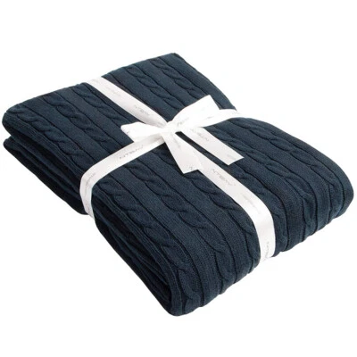 100% Cotton Cable Knit Blanket Ultra Warm Soft Twist Texture Simple Quality Look - Image 1 of 4