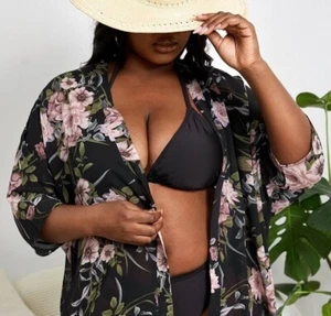 Women's Floral Kimono Summer Short Cover Ups Tops XS FREE SHIPPING - Picture 1 of 2