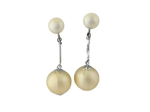 Vintage Silver Tone and Faux Pearl Drop/Dangle Screwback Earrings - Picture 1 of 4