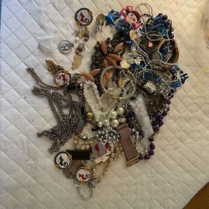 1+ LB Jewelry Lot Watches Pins Wear Craft Repair UNTESTED UNSEARCHED Junk drawer
