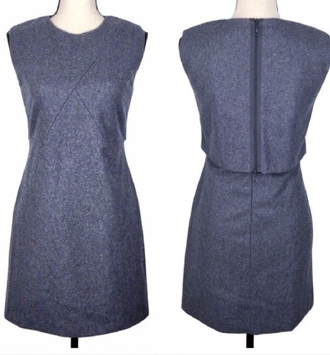 Abito donna Kate Spade Saturday grigio misto lana senza maniche tubino taglia 6