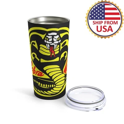 RIPAN_TEES Cobra Kai Karate 20oz Stainless Steel Black Tumbler Cup Mug