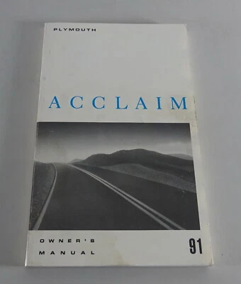 Manuale Dell'Utente / Manuale Plymouth Acclaim Anno 1991 - Immagine 1 di 2