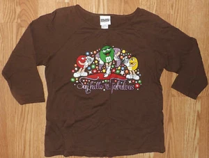 M&M CANDY BROWN STRETCHY ROUND NECK 3/4 SLEEVE WOMENS SIZE MEDIUM TOP BLOUSE - Imagen 1 de 5