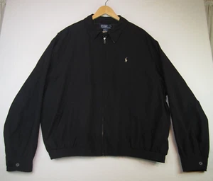 Polo Ralph Lauren Harrington Windbreaker Cotton Lined Jacket Sz XL Black Zipper - Picture 1 of 15