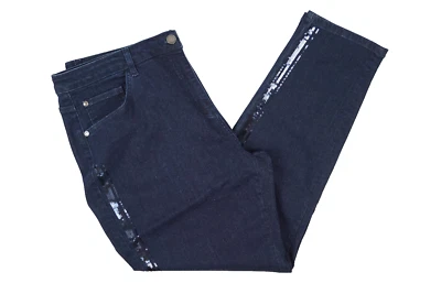 Alba Moda Jeans Hose Damen Größe 46 Blau Dunkelblau Pailletten Damenjeans - Bild 1 von 4
