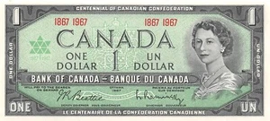 Canada Centennial Commemorative $1 1867-1967 Que II Uncirculated Banknote G38 - Picture 1 of 2