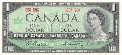 Canada Centennial Commemorative  $1  1867-1967 Que II Uncirculated Banknote G38 - Image 1 of 2