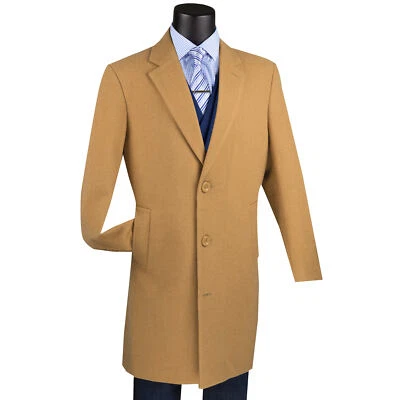 VINCI Men's Camel Beige 2-Button 38" Long Regular Fit Car Coat - NEW - Image 1 of 3