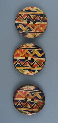 COLORFUL, RUSTIC COCONUT BUTTONS - SET OF 3 - Image 1 of 3