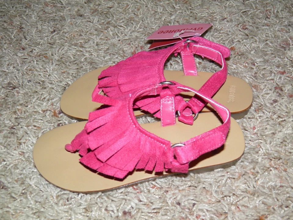 GYMBOREE «Фея модный» розовый кожаный бахрома сандалии ребенка ясельного возраста размер 9 ~ новый! - Изображение 1 из 1