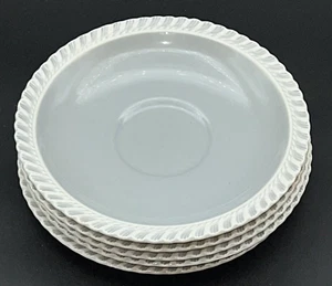 Harker Pottery Chesterton 6 1/8" Saucers Green with White Scalloped Trim Set/5 - Picture 1 of 3