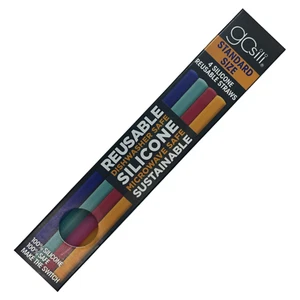 GOsili 8" Standard Size Silicone Straws - Reusable, Eco-Friendly (4-Pack) - Picture 1 of 7