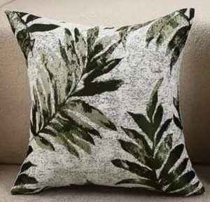 Big Leaf Palm Leaves Jacquard Tropical Nature Throw Pillow Cover Home Decor - Picture 1 of 4
