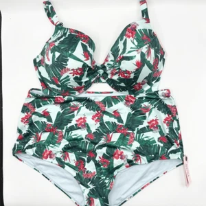 Victoria’s Secret High Waist Boyshort Adjustable Push Up Bra Top Bikini NWT - 36 - Picture 1 of 13