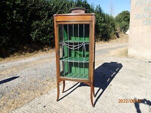 antique wood and glass display cabinet