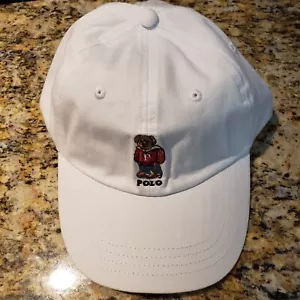 POLO RALPH LAUREN WHITE LIMITED VARSITY POLO BEAR 🐻 LOGO HAT OSFA $49 MSRP NWT - Picture 1 of 9
