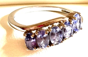 Stunning Natural Tanzanite 5 Stone Ring Sterling 925 Silver Size P - SJ8 - Picture 1 of 7