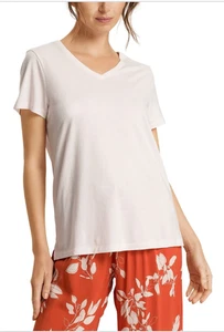 Hanro Sleep & Lounge Short Sleeve V-Neck Shirt Rose Cream Size XL NWT - Picture 1 of 4