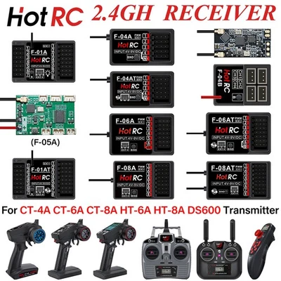 HotRC 4/6CH 8CH RC Receiver 2.4GHz Radio for CT-6A CT-8A HT-8A DS600 Transmitter - Image 1 of 4