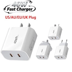 Cargador USB C de pared de carga rápida doble USB-C PD de 40 W adaptador de corriente tipo C ladrillo - Imagen 1 de 19