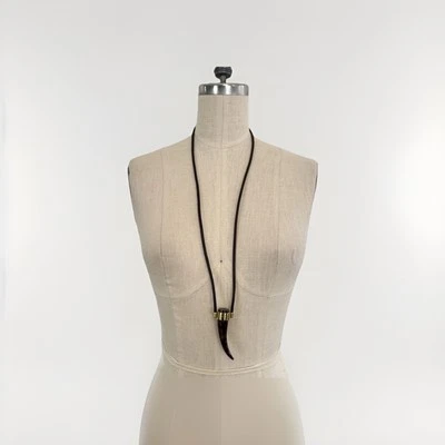 Michael Kors ожерелье из черной кожи аккорд золото искусственный черепаховый рог подвеска отрегулировать - Изображение 1 из 4