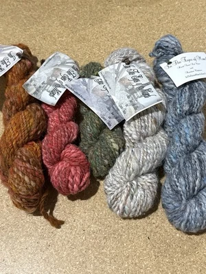 Lote de 5 madejas de hilo artístico 100 % hilado a mano In The Eyes of March mezcla de lana Foto 1 de 4