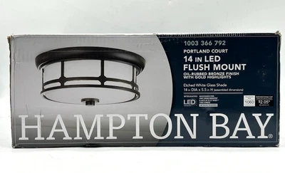 Hampton Bay Portland Court 14 дюймов 1 лампа полированная маслом бронза светодиодное крепление заподлицо 23984 - Изображение 1 из 4