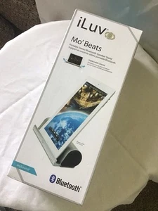 ILUV MO’BEATS PORTABLE STEREO BLUETOOTH SPEAKER TABLET STAND - SILVER NEW IN BOX - Afbeelding 1 van 4