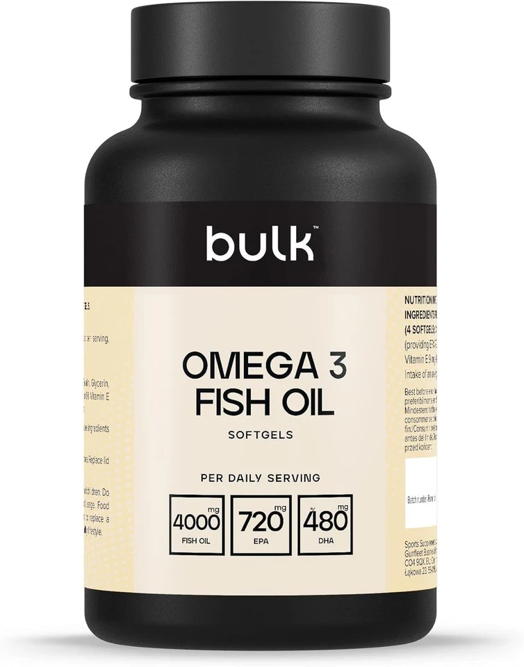 Bulk Omega 3 Fischöl Weichkapseln, 4000 mg Fischöl pro Portion, 730 mg EPA, 480  - Bild 1 von 1
