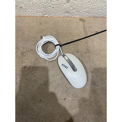 Lenovo LXH-EMS-10ZA Optical Mouse White Wired USB 3-Buttons Scroll Wheel for PC - Image 1 of 4