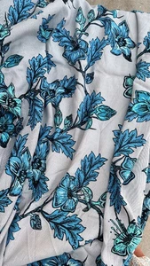 New Rayon Crepe Fabric Light Gray, Blue and Turquoise 3 yards,  52" wide - Picture 1 of 3