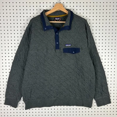 Patagonia Organic Cotton Quilt Snap-T Pullover Men's XL Gray 25371 Navy Blue  - Image 1 of 4