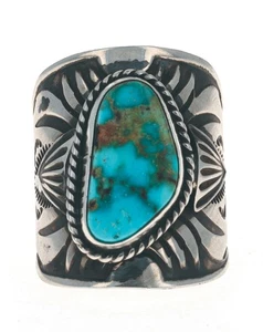 8 - Natural Kingman Turquoise Ring By Navajo Artist Derrick Gordon - Picture 1 of 4