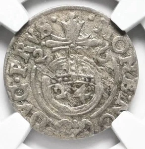 GERMANY 1626 AD, Silver 3p 3 Polker Coin King Sigismund III Vasa Poland, NGC VF - Picture 1 of 5