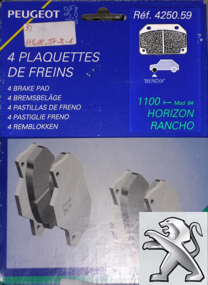 Pastiglie freno originali, ceppi freno Bendix OE 425059 Talbot 1100, Horizon, Rancho - Immagine 1 di 1