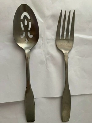 COMMUNITY STAINLESS 8 3/4" LONG SERVING FORK AND PIERCED SPOON - Image 1 of 4